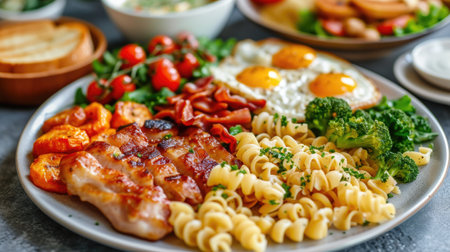 Wholesome Breakfast Platter in a Relaxed Settingの素材