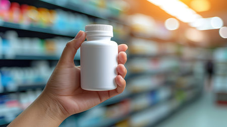 Pharmacist Holding Medicine in Drugstoreの素材