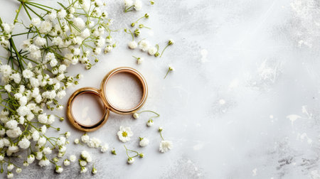 Professional Photography of Wedding Rings and Floral Decorの素材