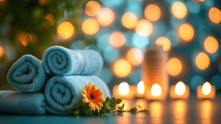 Blurred Spa Salon Ambiance with Towel Massageの素材