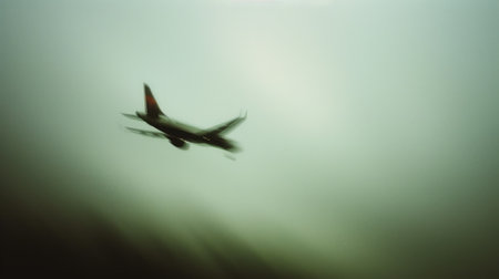 Dynamic Air Travel Snapshot: Blurred Passenger Jetの素材