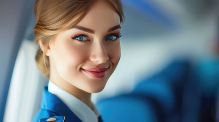 Elegance in the Air: Graceful Flight Attendantの素材