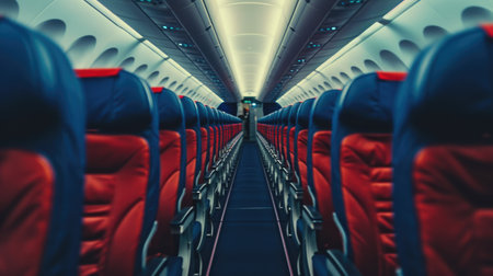 Forward View of Airplane Aisleの素材