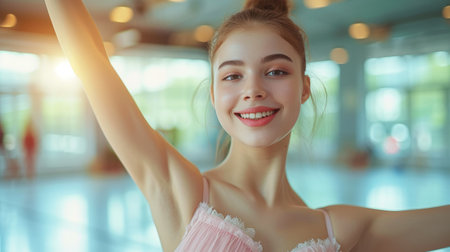 Athletic Ballerina in Motion at Dance Studioの素材