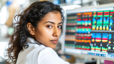 DNA Sequencing Breakthrough: Scientist Analyzing Biotech Dataの素材