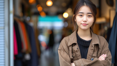 Happy Woman in Bohemian Fashion Settingの素材