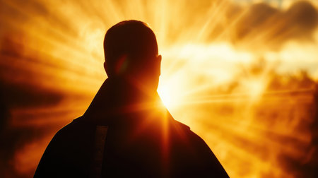 Religious Reflections: Priest in Sunlightの素材