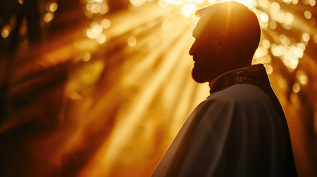 Faith and Devotion: Priest in Silhouetteの素材