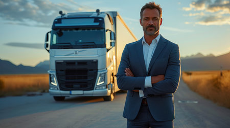 Corporate Executive and Large Freight Vehicleの素材