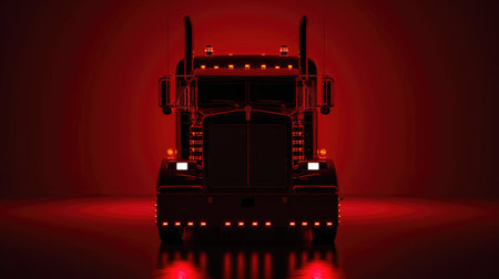 Dark Red Truck Silhouette with Black Backgroundの素材