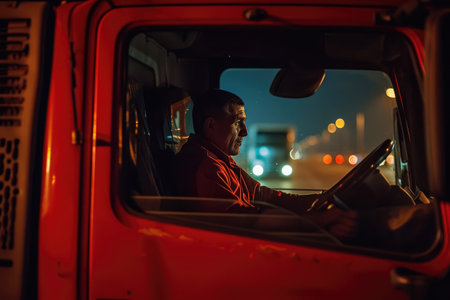 Red Truck Driver's Perspective: Night Journeyの素材