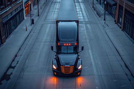Aerial Perspective of Transport Truckの素材