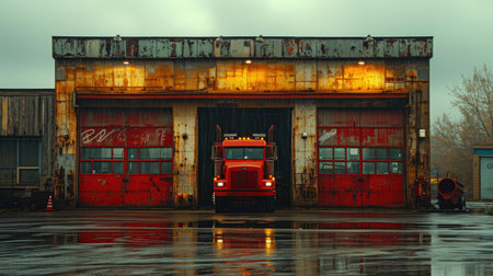 Truck Garage Interior Sceneの素材