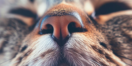 Detailed Close-up of Cat's Nostrils in Macro Photographyの素材