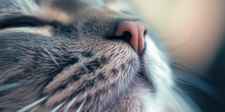 Close-Up Macro of Cat's Shout and Noseの素材