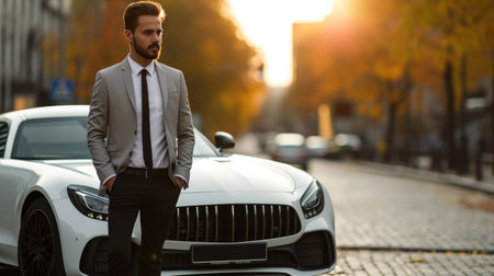 Entrepreneur Lifestyle: Man with High-End Vehicleの素材