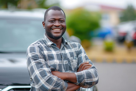 Smiling Customer with Brand New Automobileの素材