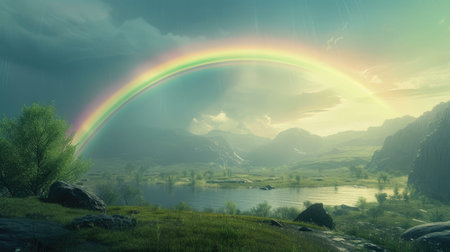 Hope and Renewal Under a Rainbow Skyの素材