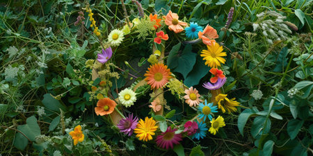 Spring Blossoms: Peace Sign in Vibrant Flowersの素材