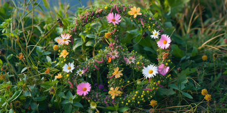 Blooming Peace: Fresh Flowers in a Peace Signの素材