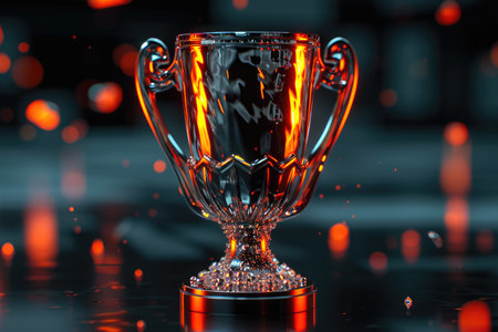 Digital Neon Trophy Cup: Exquisite Crystal Craftsmanshipの素材