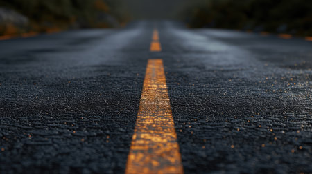 Newly Laid Dark Road with Crisp White Linesの素材