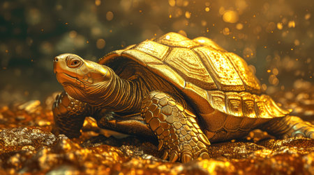 Radiant Sea Turtle in Glistening Goldの素材