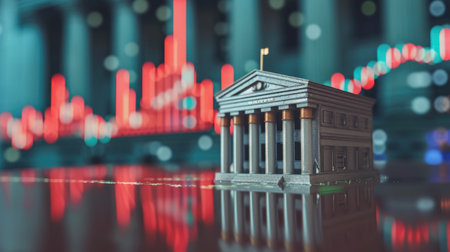 Financial Management and Investment Concept with Miniature Bank Modelの素材