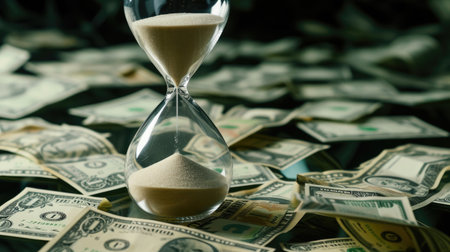 Time's Value: Hourglass and Flying Dollar Notesの素材