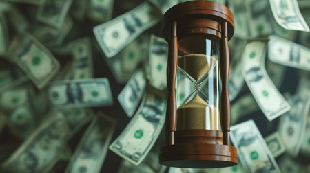 Wealth Watch: Hourglass Centered in Dollar Bill Stormの素材