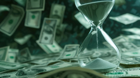 Time is Money: Hourglass with Floating Dollarsの素材