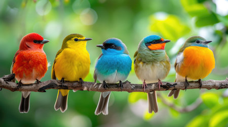 Exotic Birds Perched in Lush Habitatの素材