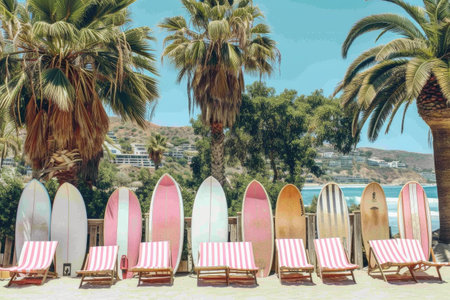 Relaxation at its Finest: Pink and White Beach Chairsの素材