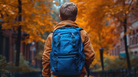 Youthful Steps: Schoolboy's Quiet Morning Walkの素材