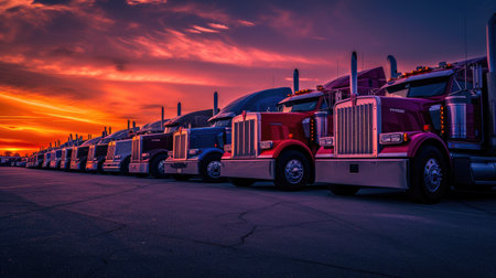 Captivating Sunset View: Detailed Truck Close-Upの素材