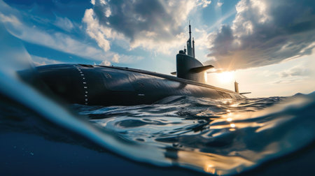 Cutting-Edge Submarine Breaking the Surfaceの素材