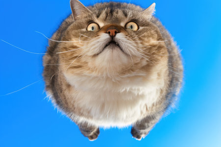 Surprise Descent: Comical Cat Falling from the Skyの素材