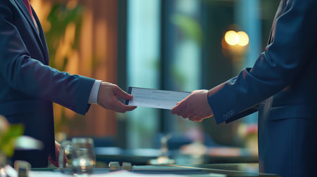 Corporate Exchange: Businessmen Trading Share Certificatesの素材
