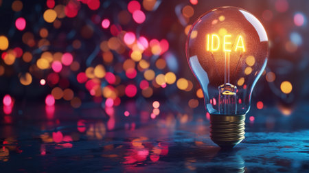 Golden Inspiration: Illuminated Light Bulbの素材