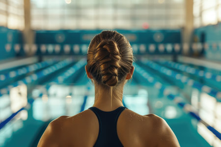 Professional Athlete Standing at Starting Pointの素材