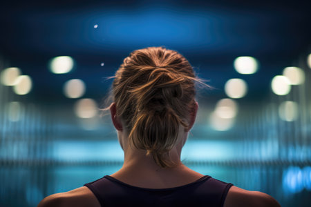 Swimmer in Pose Preparing for Swim Eventの素材