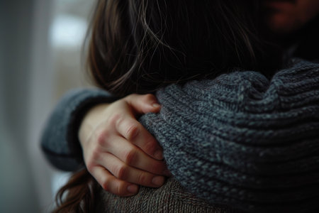 Comforting Hand on Woman's Shoulder Close-Upの素材