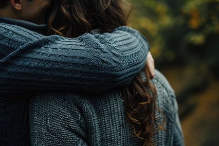 Tender Touch: Hand on Shoulder Close-Upの素材