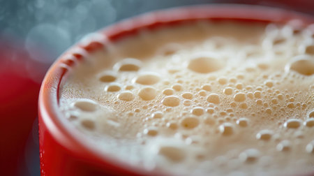 Detailed Macro of Cappuccino Foam and Coffee Cupの素材
