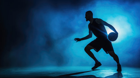 Dynamic Basketball Player Spinning Ball in Studioの素材