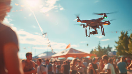 Summer Festival: Crowd Operating Quadcopter Dronesの素材