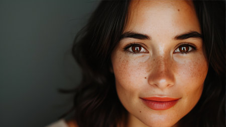 Close-Up of Woman Applying Evening Lipstickの素材