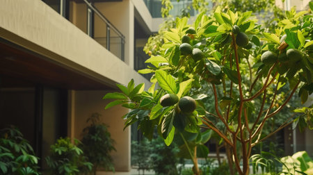 Avocado Tree Growing in Contemporary Complexの素材