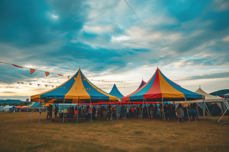 Festive Atmosphere Under Colorful Tentsの素材