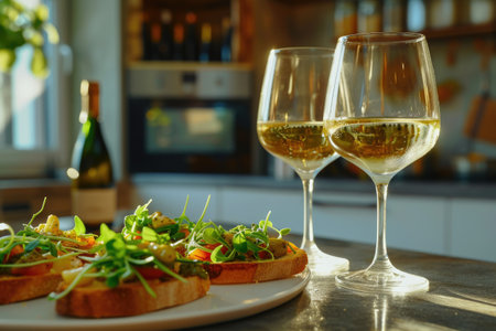 Bright Daylight Dining with Cheese and Bruschettaの素材